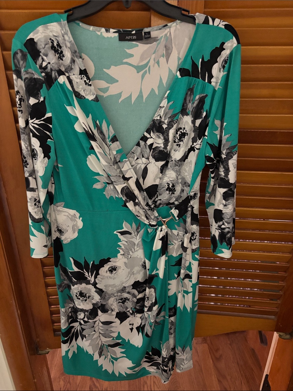 Apt. 9 Teal Floral Faux-Wrap Dress